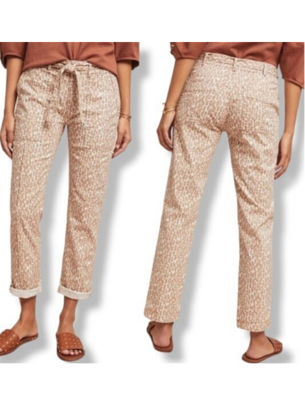 Anthropologie The Wanderer Animal Cat Print Spotted Leopard Tan Pants 28 / 6